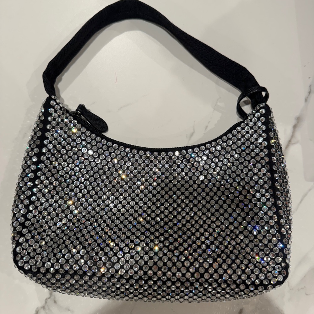 Prada Re-edition Black Crystal-Studded Shoulder Bag - Picture 3 of 11